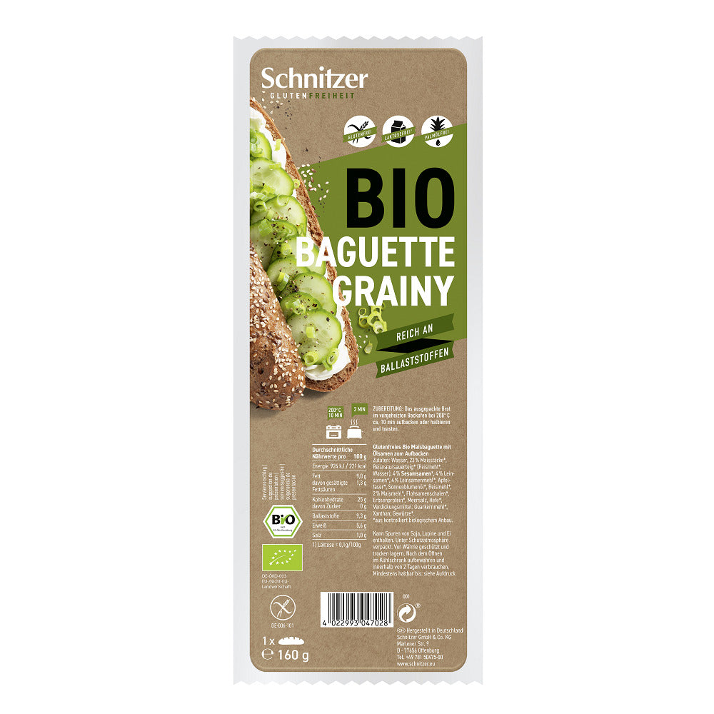 Bagheta Grainy Bio Fara Gluten Schnitzer 1 buc 160 g