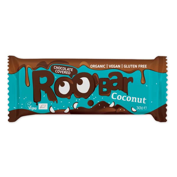 Bio Baton Invelit in Ciocolata cu Cocos Vegan Fara Gluten Roobar 30 g