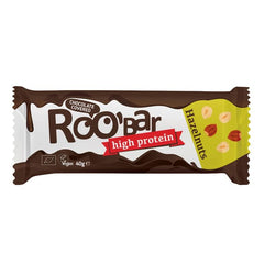Bio Baton Proteic cu Alune de Padure Invelit in Ciocolata Vegan Fara Gluten Roobar 40 g