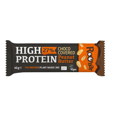Bio Baton Proteic cu Unt de Arahide Invelit in Ciocolata Vegan Fara Gluten Roobar 40 g