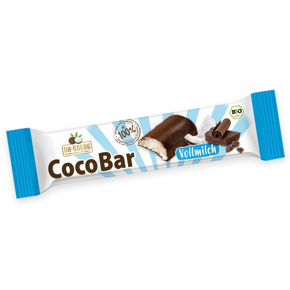 Bio Baton de Cocos Invelit in Ciocolata cu Lapte Dr. Goerg 40 g
