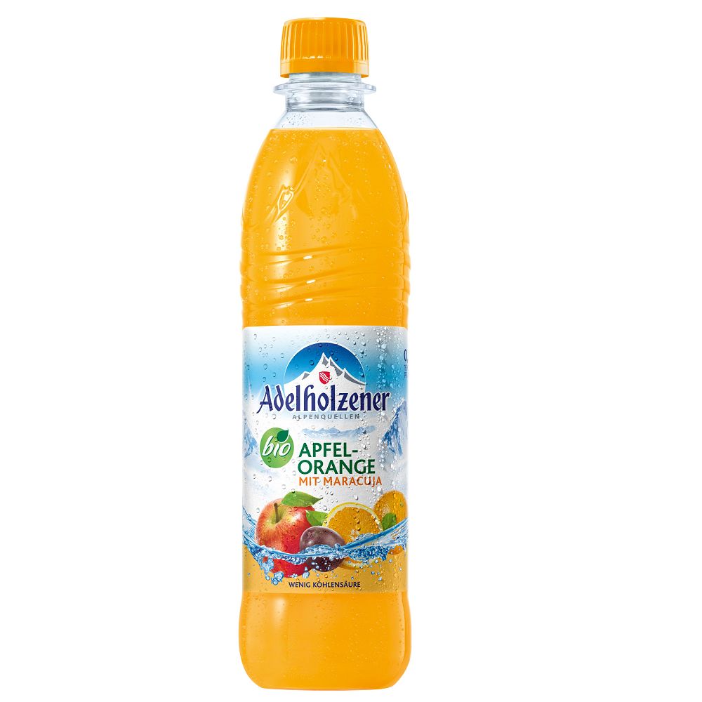 Bautura Carbogazoasa Bio cu Portocala si Maracuja Adelholzener 500 ml