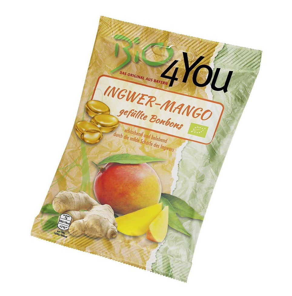 Bio Bomboane cu Ghimbir si Mango Vegan Bio4You 75 g