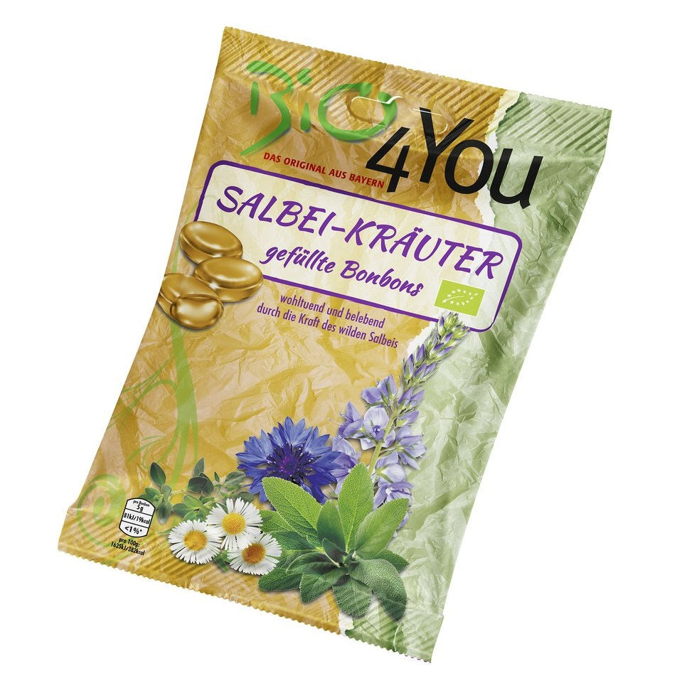 Bio Bomboane cu Ierburi si Salvia Vegan Bio4You 75 g