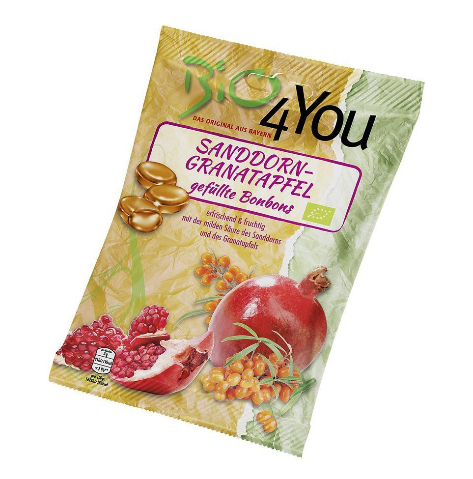 Bio Bomboane cu Rodie si Catina Vegan Bio4You 75 g