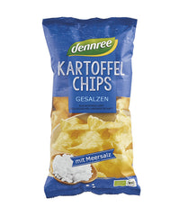 Chipsuri de Cartofi Bio cu Sare de Mare Vegan Dennree 125 g