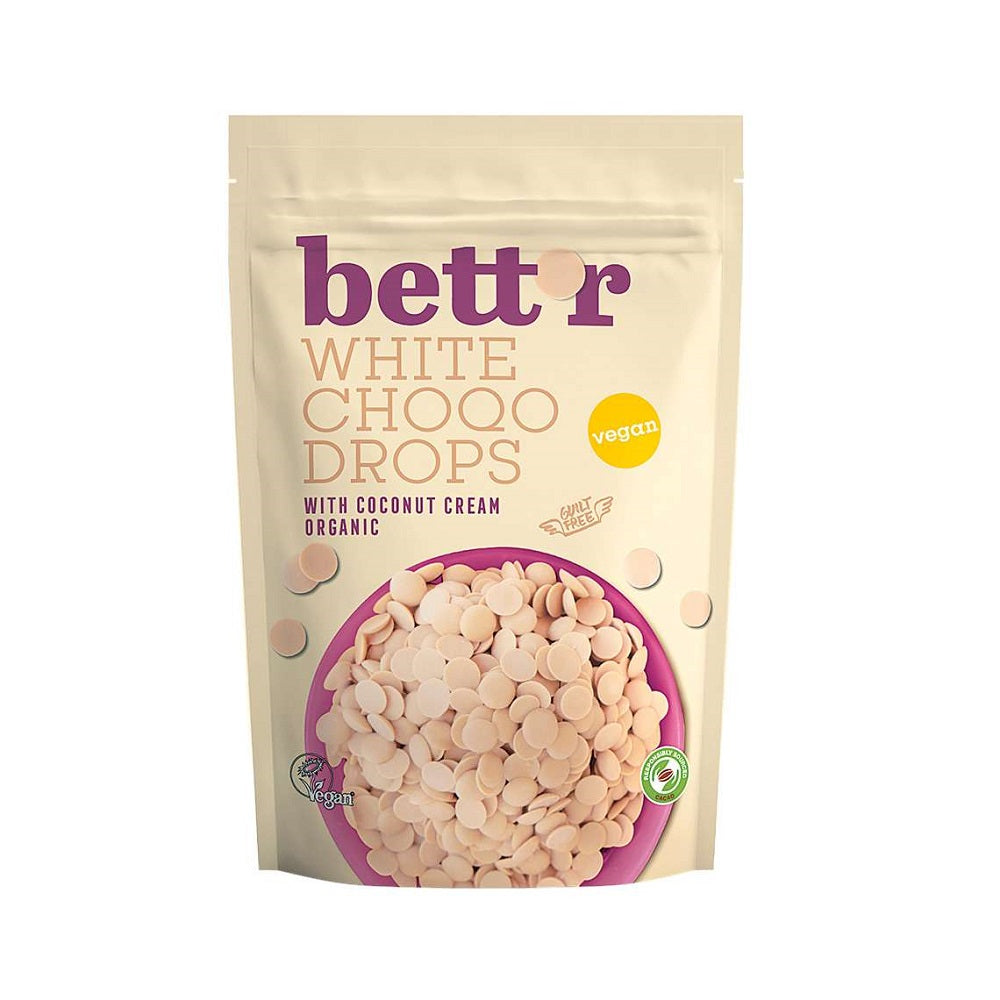 Choco Drops Bio din Ciocolata Alba Vegana Bettr 200 g