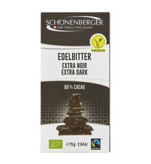 Bio Ciocolata Neagra 80% Vegan Schonenberger 75 g