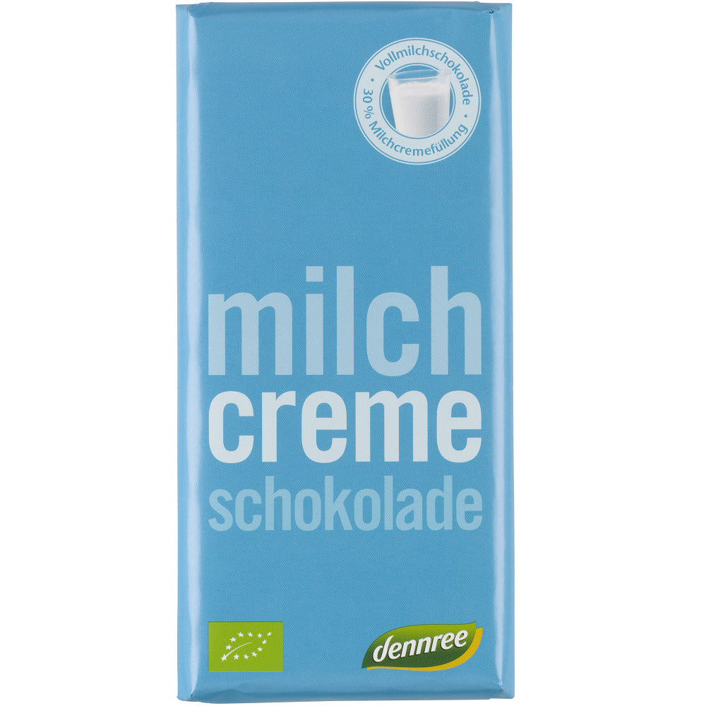 Ciocolata cu Lapte Bio cu Umplutura de Crema de Lapte Dennree 100 g