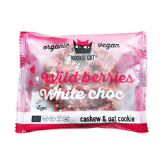 Bio Cookie cu Ciocolata Alba si Fructe de Padure Wild Berries Fara Gluten Vegan Kookie Cat 50 g