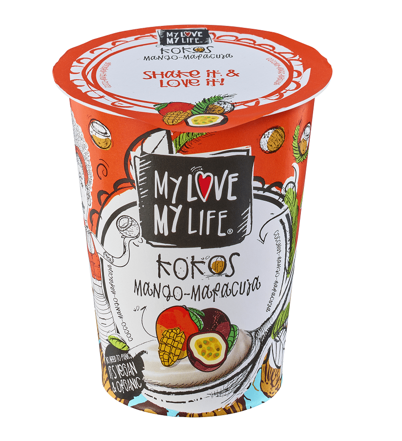 Specialitate Vegetala Bio de Cocos cu Mango si Maracuja Vegan Mylove - Mylife 180 g