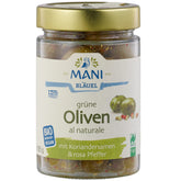 Bio Masline Verzi cu Seminte de Coriandru si Piper Roz Mani 205 g