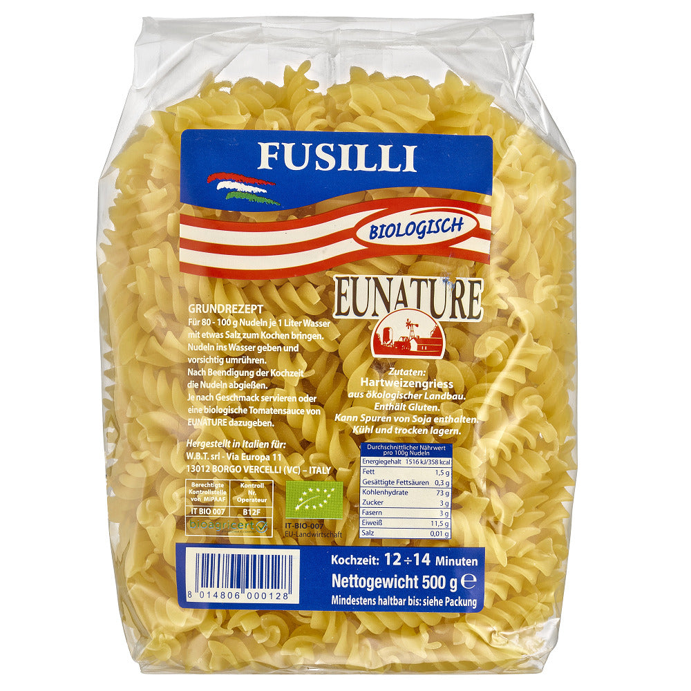 Bio Paste Fusilli din Grau Dur Eunature 500 g