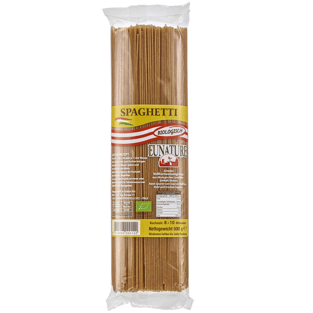 Bio Paste Spaghete din Grau Dur Integral Eunature 500 g
