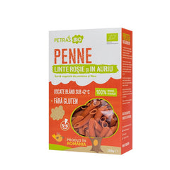 Bio Penne din Linte Rosie si In Auriu Fara Gluten Petras Bio 250 g