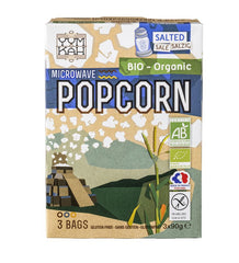 Bio Pop Corn cu Sare Pentru Microunde Fara Gluten YumKah 3 x 90 g