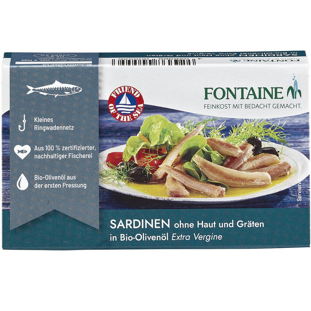 Sardine Fara Piele in Bio Ulei de Masline Fontaine 120 g