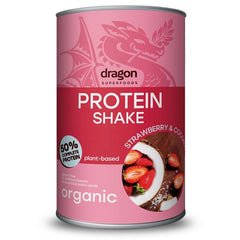 Shake Proteic Capsuni si Cocos Bio Dragon Superfoods 450 g