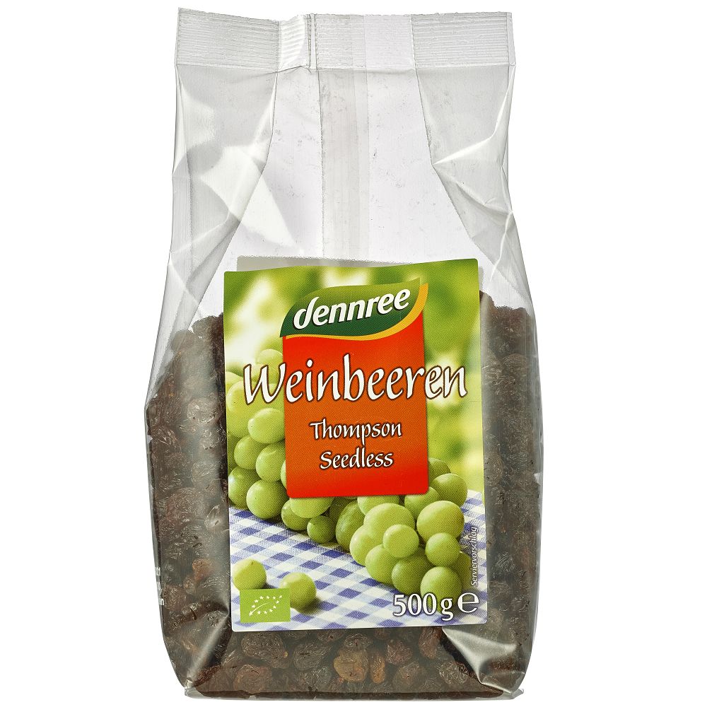 Bio Stafide din Struguri Thompson Fara Seminte Dennree 500 g