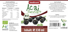 Bio Suc de Acai 100% Bogat in Antioxidanti Medicura 330 ml