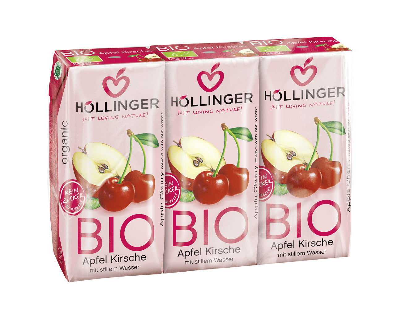 Suc Bio de Mere si Visine Hollinger 3 buc x 200 ml