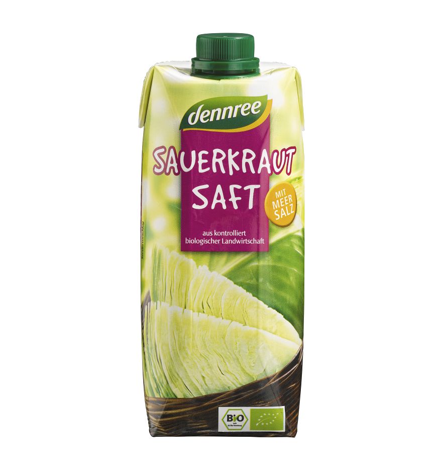 Suc de Varza Bio Obtinut prin Presare cu Continut Scazut de Calorii Dennree 500 ml