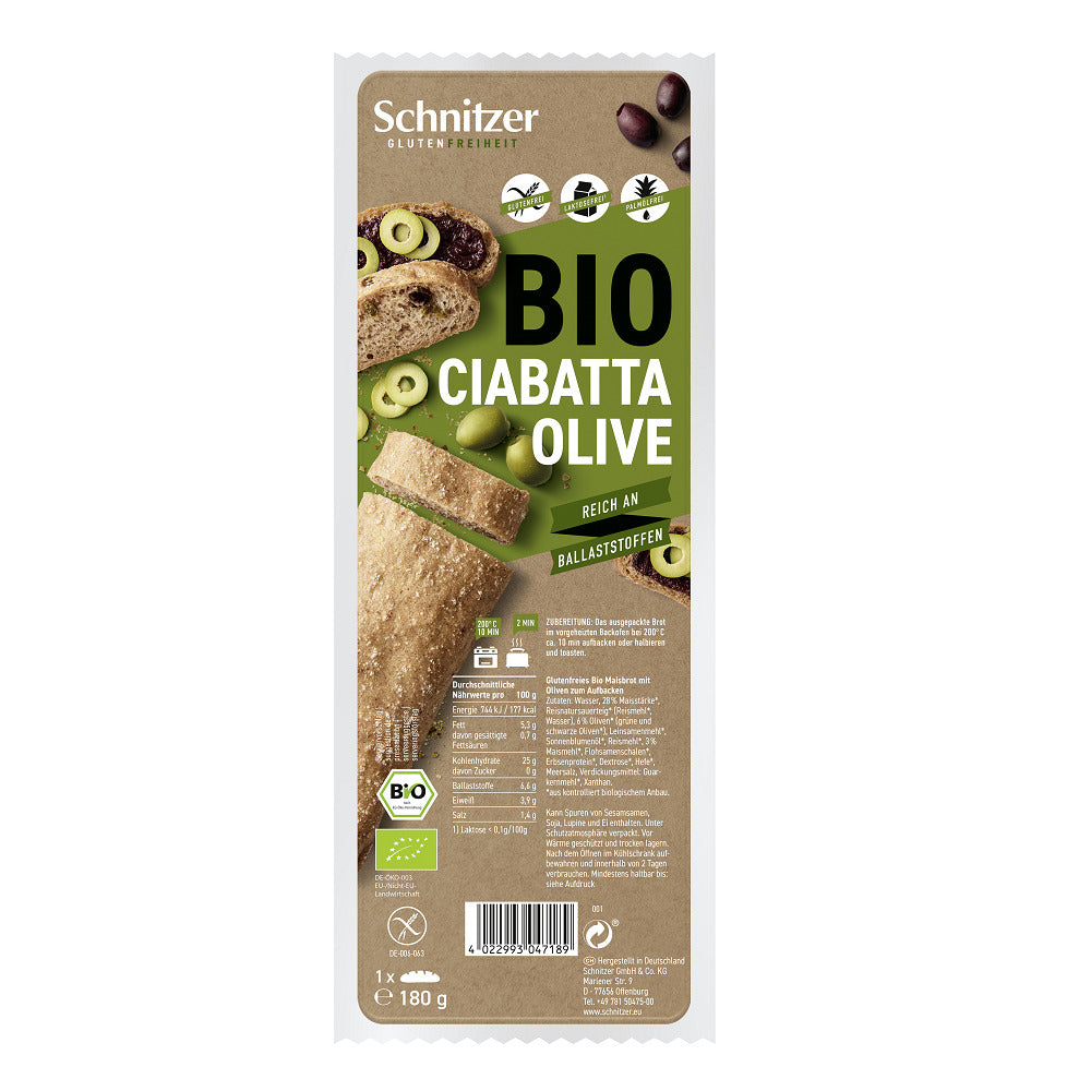 Ciabatta cu Masline Bio Fara Gluten Schnitzer 180 g