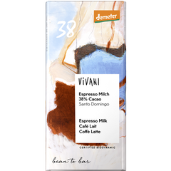 Ciocolata Bio cu Lapte si Esspresso 38% Cacao Vivani 90 g