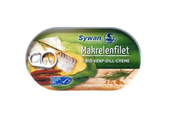 Conserva de Peste Fileuri de Macrou in Sos de Mustar Bio cu Marar Sywan 200 g