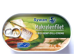 Conserva de Peste Fileuri de Macrou in Sos de Mustar Bio cu Marar Sywan 200 g