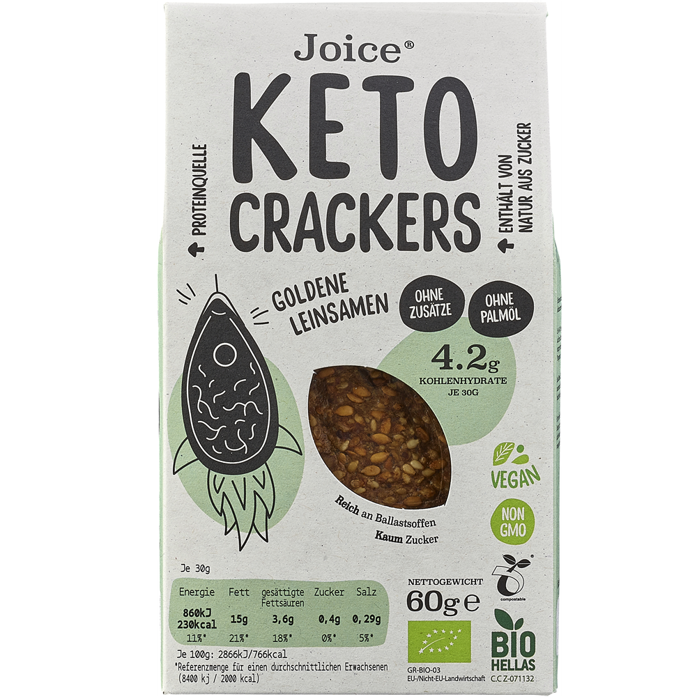 Crackers Keto Bio cu Seminte de in Aurii Joice 60 g