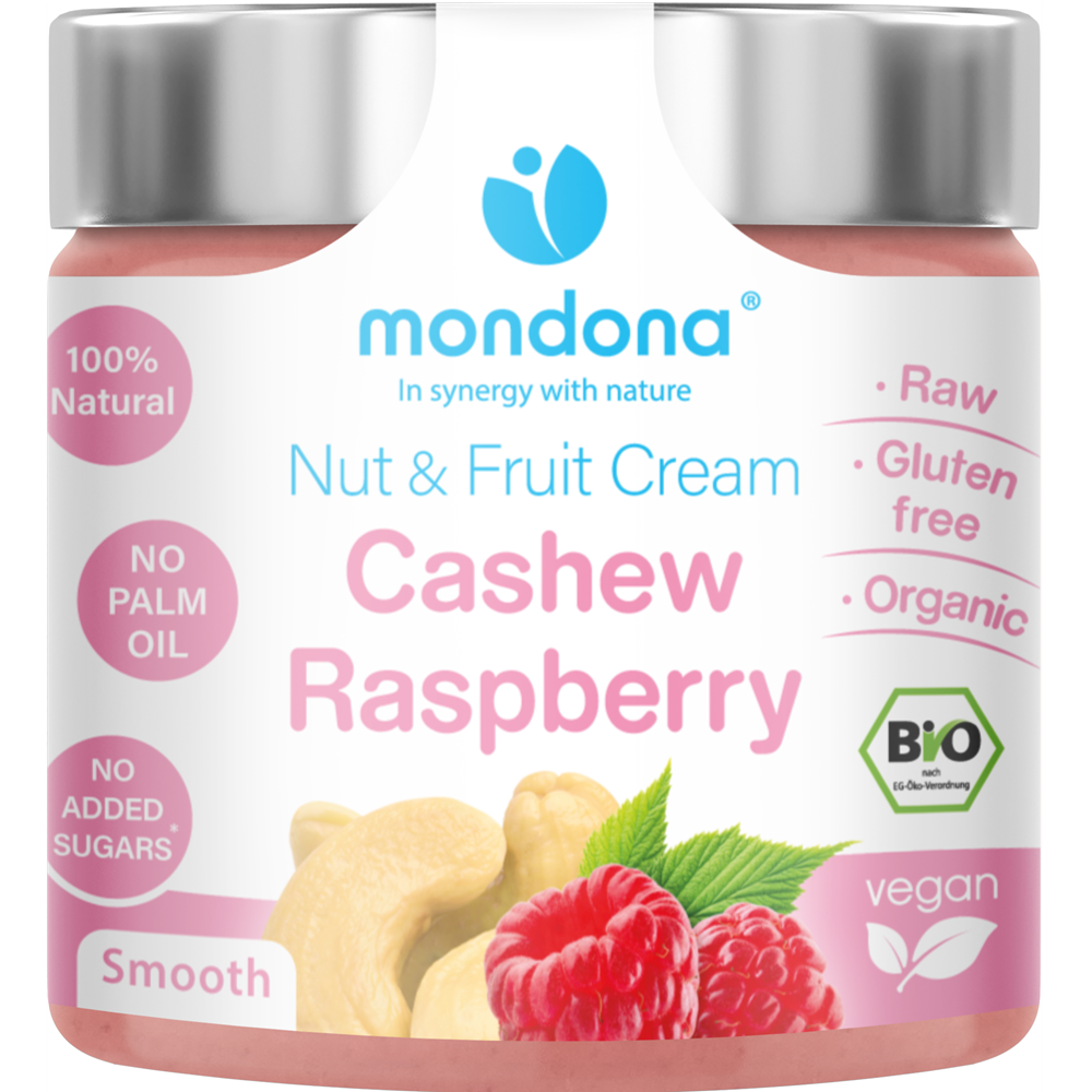 Crema Tartinabila Bio Vegana din Unt de Caju si Zmeura Mondona 220 g