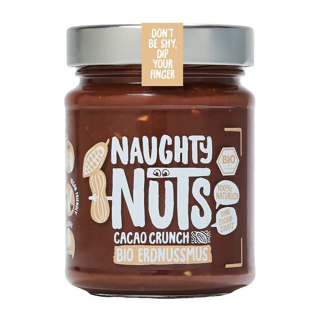 Crema Tartinabila Bio cu Unt Arahide si Cacao Crunch Naughty Nuts 250 g