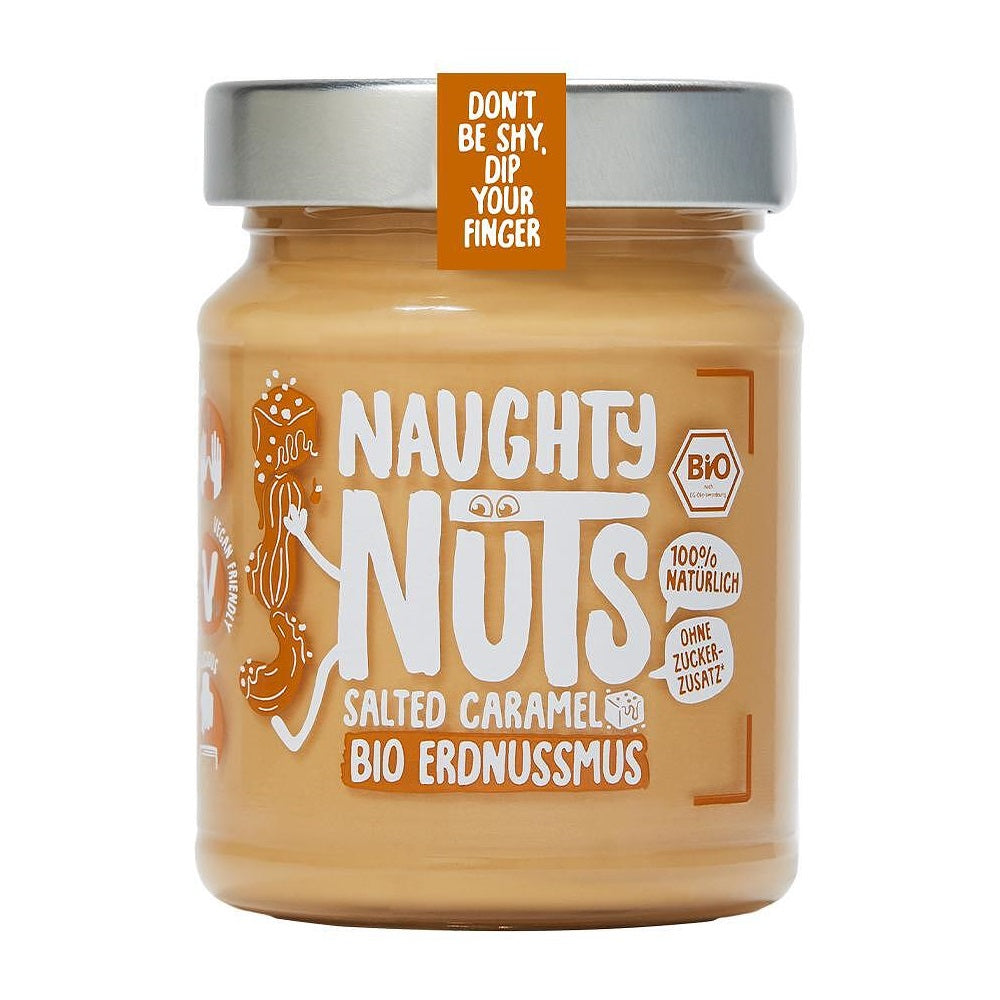 Crema Tartinabila Bio cu Unt de Arahide si Caramel Sarat Naughty Nuts 250 g