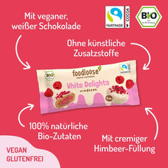 Fursecuri Bio cu Zmeura White Delights Foodloose 40 g