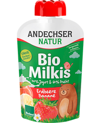 Iaurt cu Fructe Bio cu Capsuni si Banane Milkis Andechser Natur 100 g