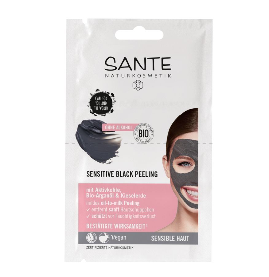 Masca de Fata Black Peeling cu Ulei de Argan si Siliciu Vegan Sante 2 x 4 ml