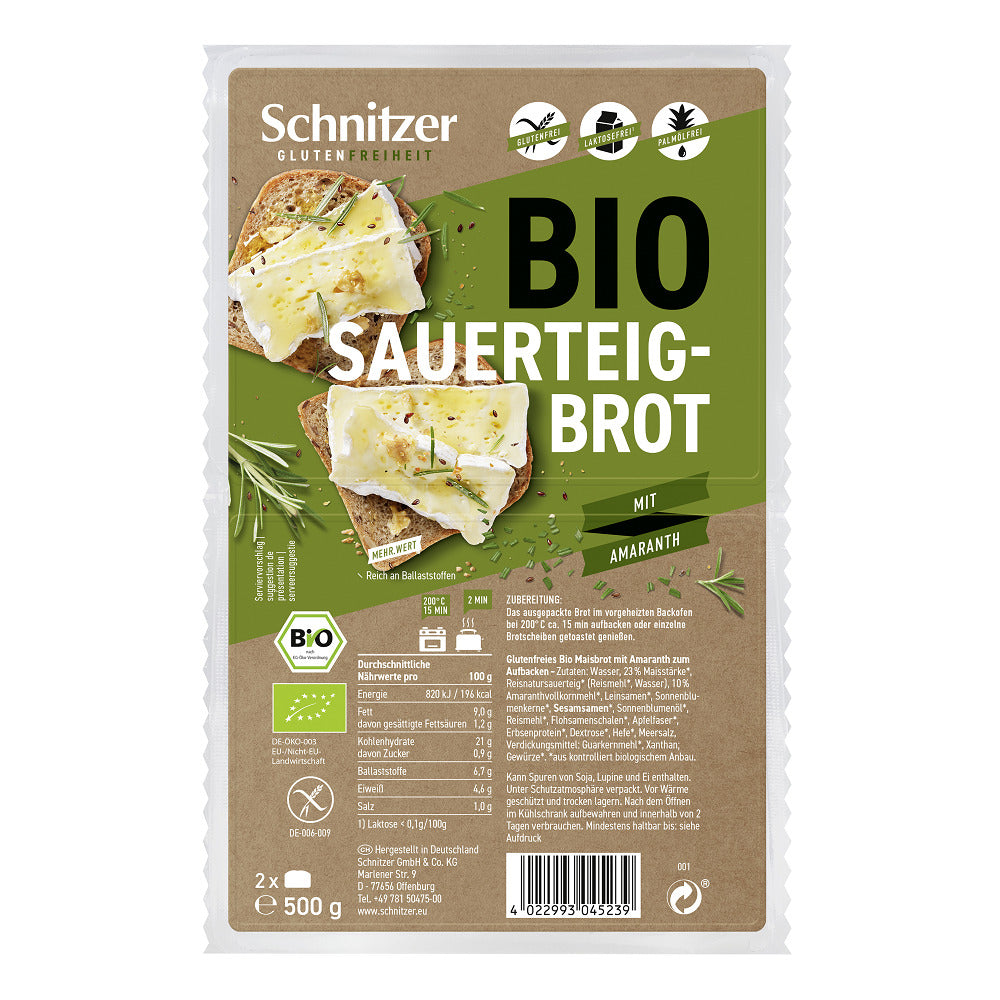 Paine cu Maia si Amaranth Bio Fara Gluten Schnitzer 500 g