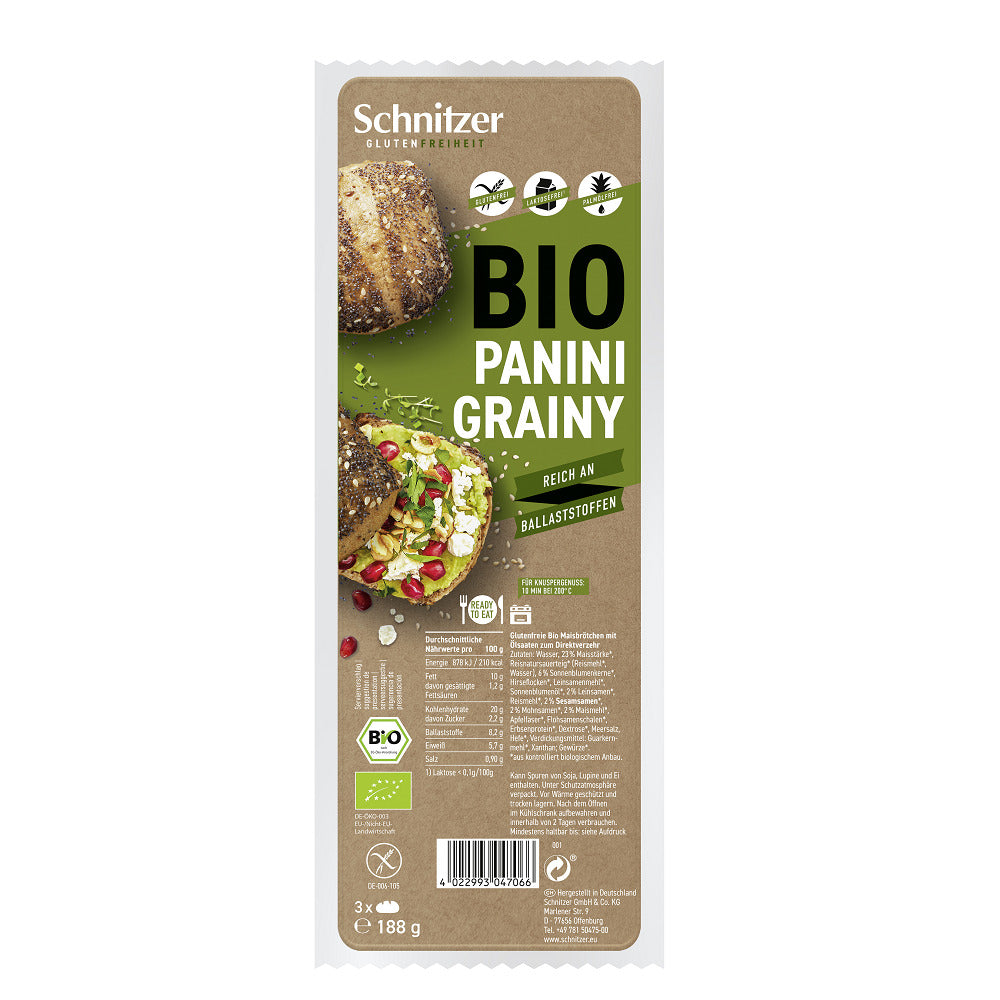 Panini Grainy Bio Fara Gluten Schnitzer 3 buc 188 g