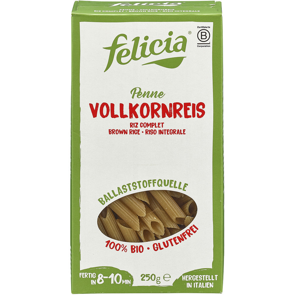 Penne Bio din Orez Integral Fara Gluten Felicia 250 g