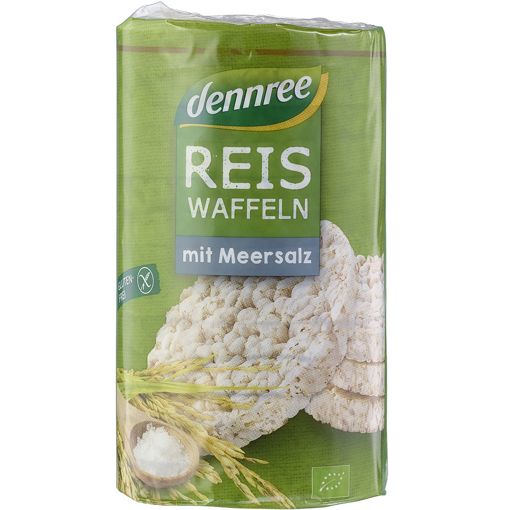 Rondele din Orez Bio Integral Expandat cu Sare de Mare Fara Gluten Dennree 100 g