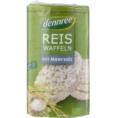 Rondele din Orez Bio Integral Expandat cu Sare de Mare Fara Gluten Dennree 100 g