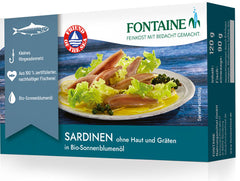 Sardine Fara Piele In Ulei Bio de Floarea Soarelui Fontaine 120 g