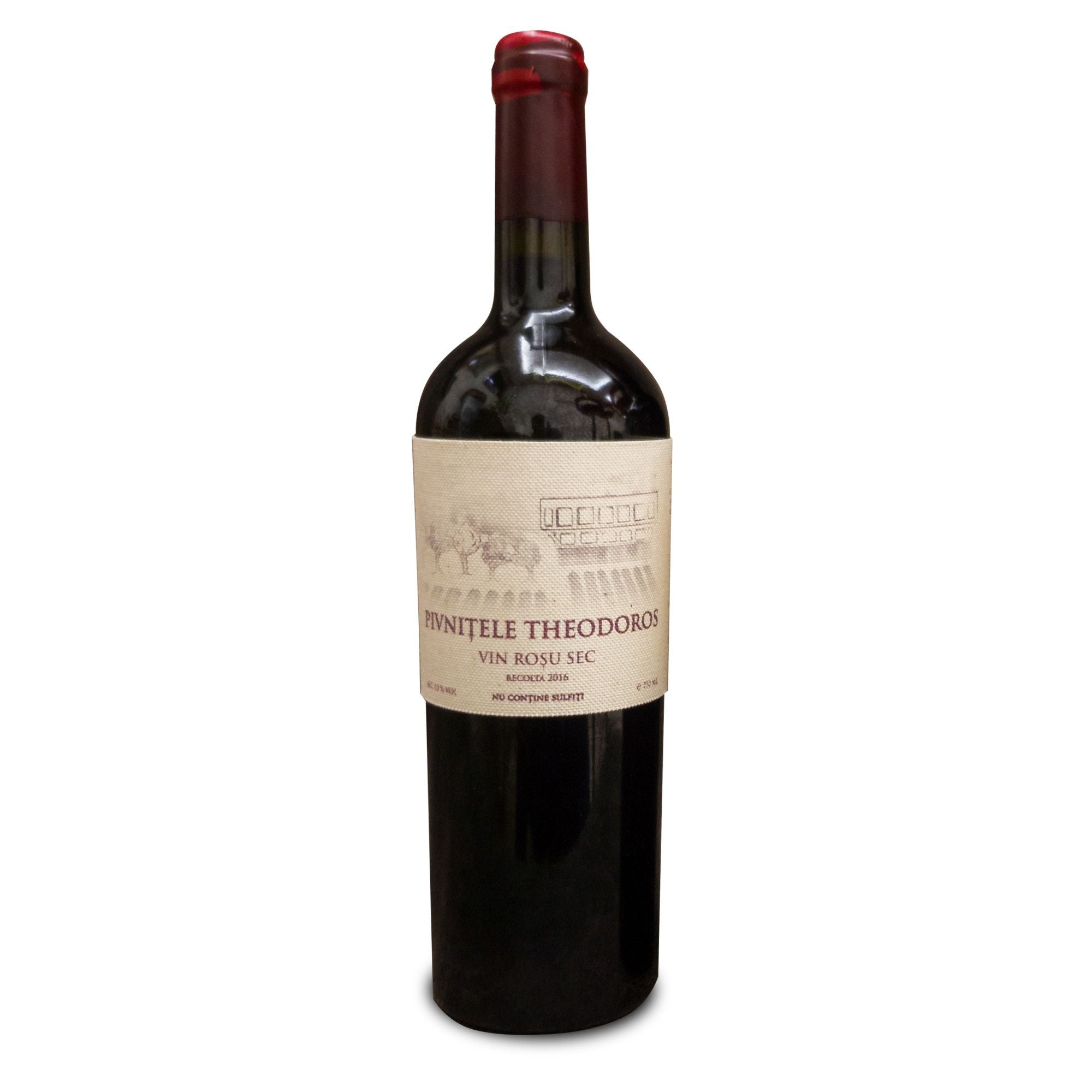 Vin Rosu Sec Natural Fara Sulfiti Pivnitele Theodoros 750 ml