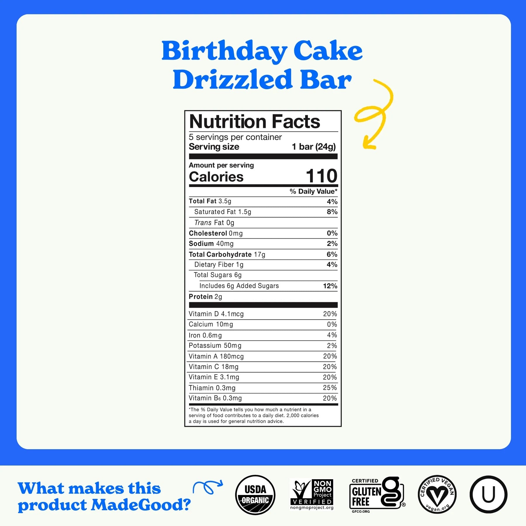 Batoane din Cereale Bio Musli Birthday Cake MadeGood 120 g
