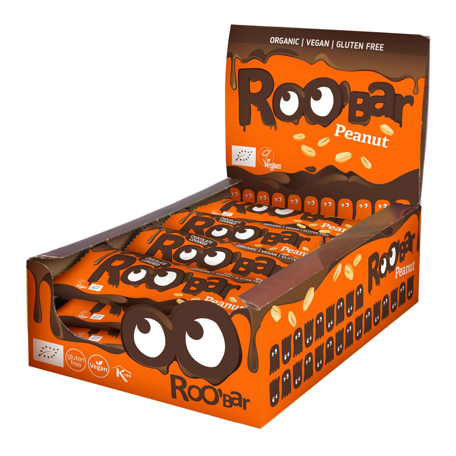 Baton Bio Invelit in Ciocolata cu Arahide Vegan Fara Gluten Roobar 30 g