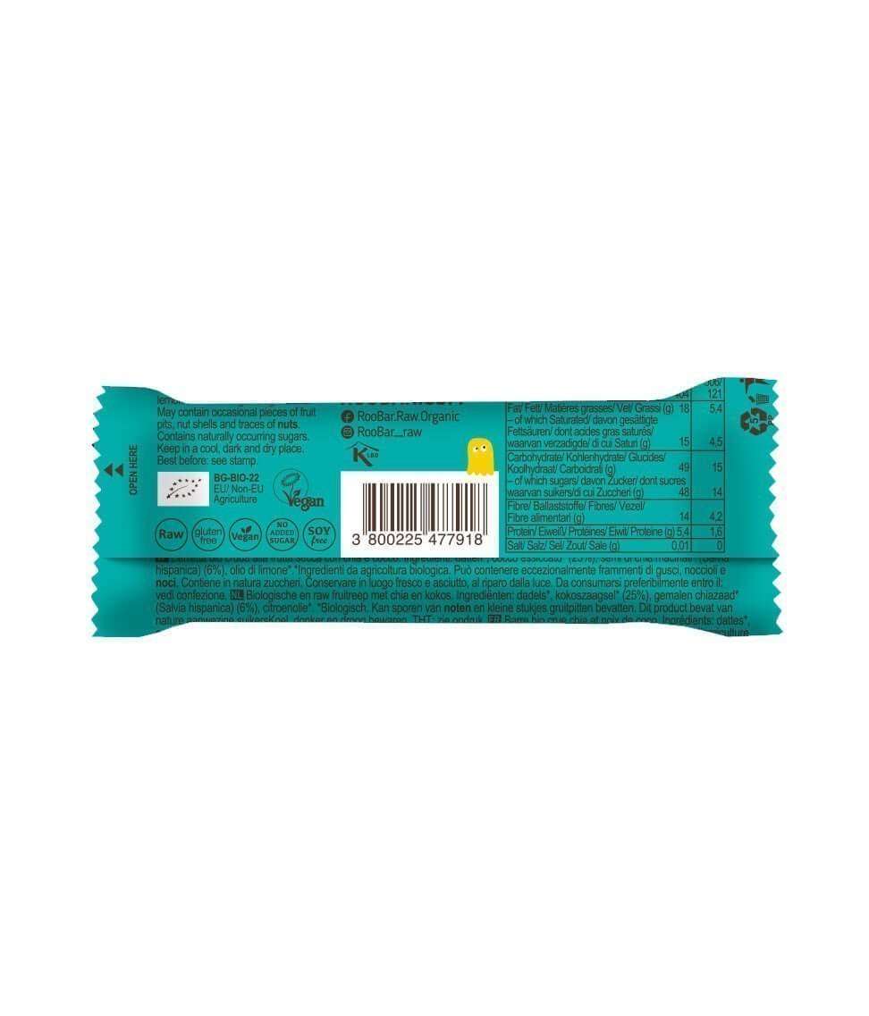 Baton Bio Raw cu Seminte de Chia si Cocos Roobar 30 g