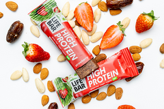 Baton Proteic Bio Vegan cu Capsuni Fara Gluten Lifefood 40 g