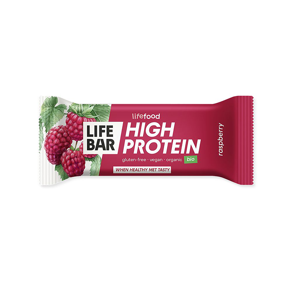 Baton Proteic Bio Vegan cu Zmeura Fara Gluten Lifefood 40 g