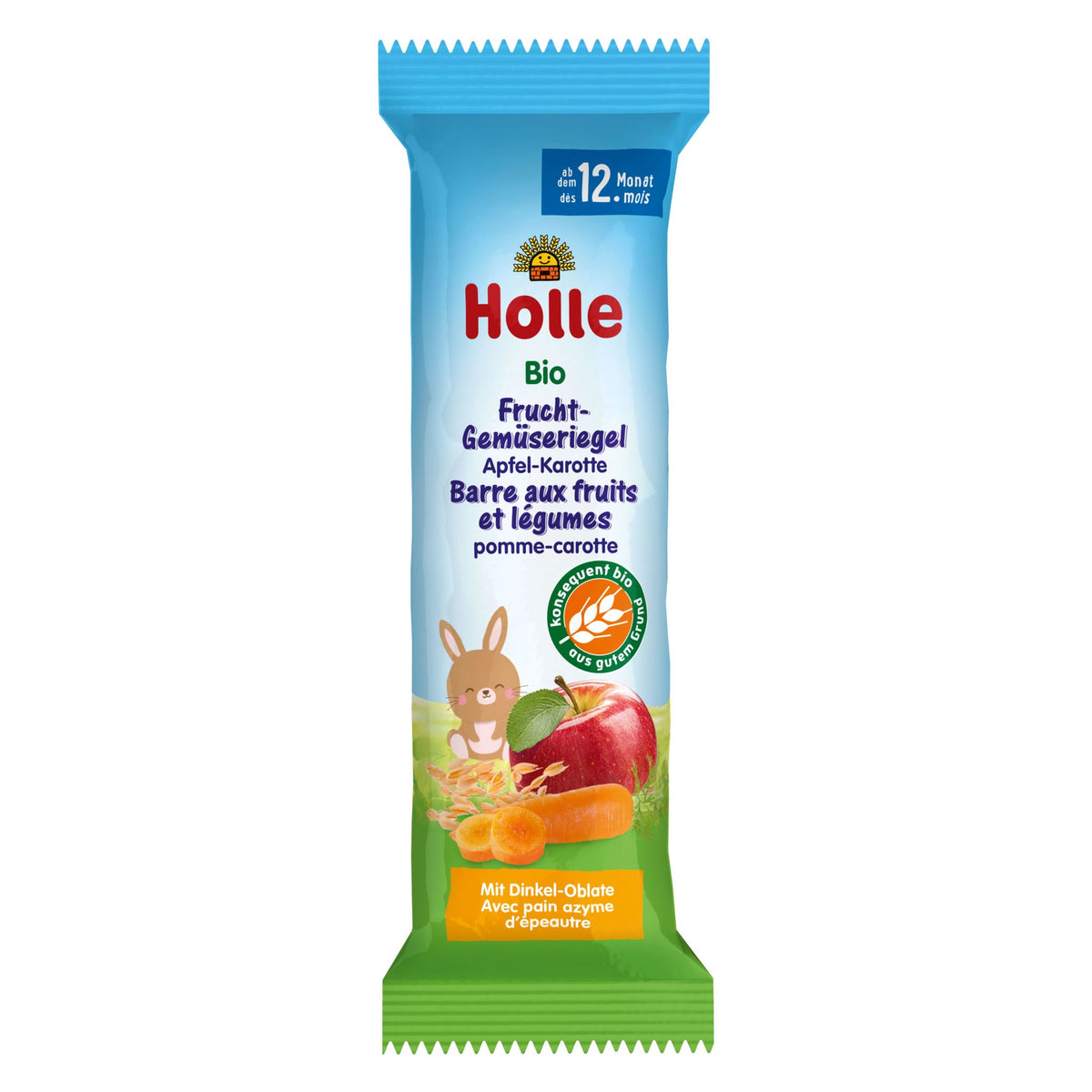 Bio Baton de fructe si legume organice mar-morcov 12 luni+ Holle 25 g
